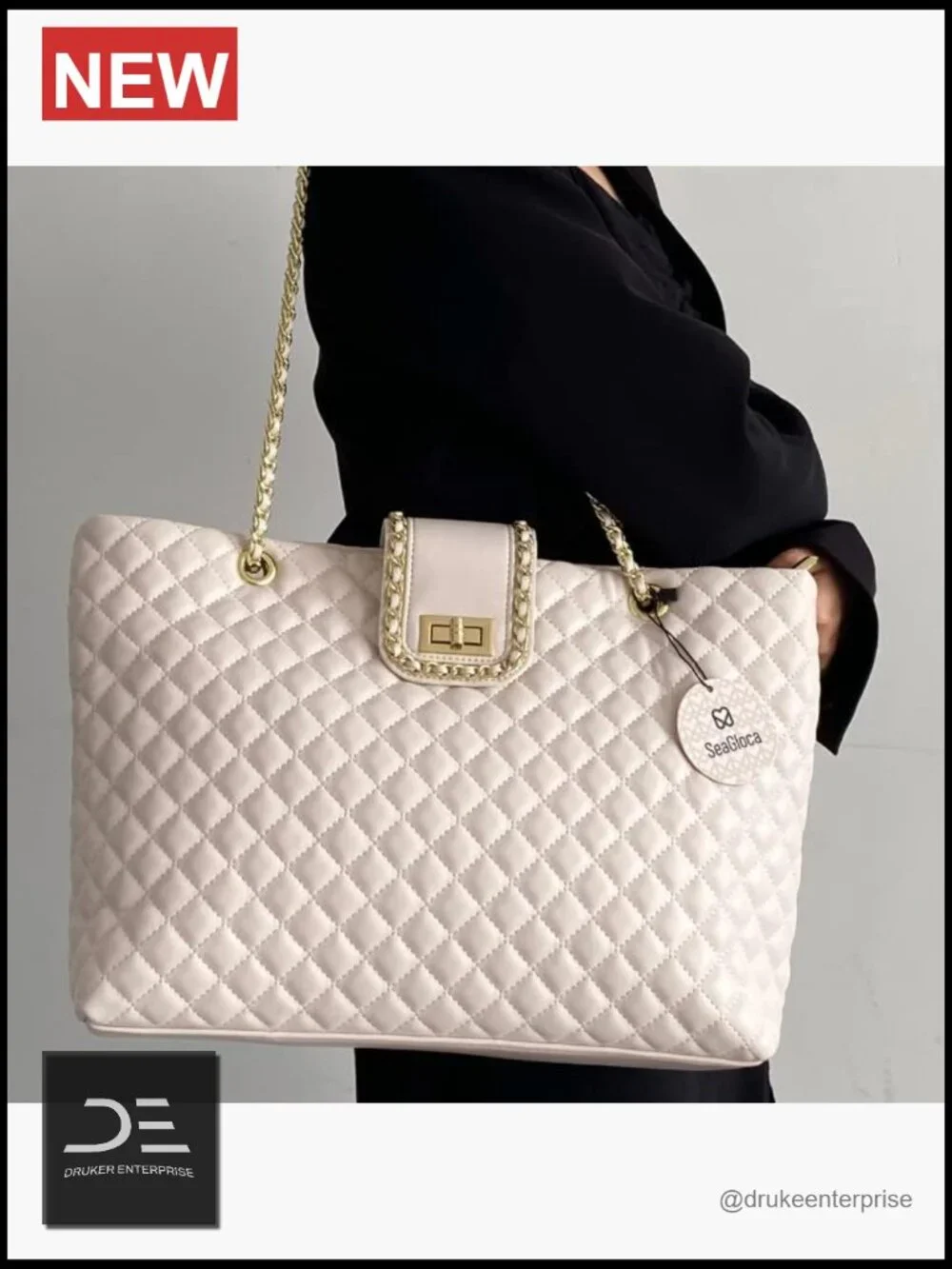 Quilted Faux Leather Double Strap Hobo Tote Handbag Large Capacity